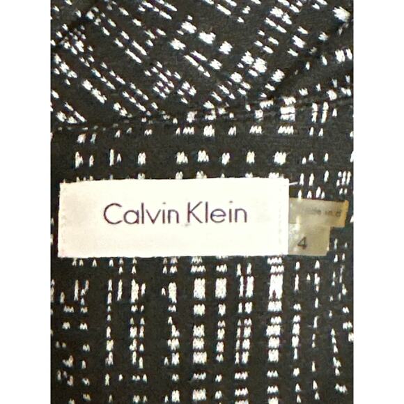 Calvin Klein Black Square Neck Short Cap Sleeve Knee Length Sheath Dress Size 4 - Picture 4 of 5